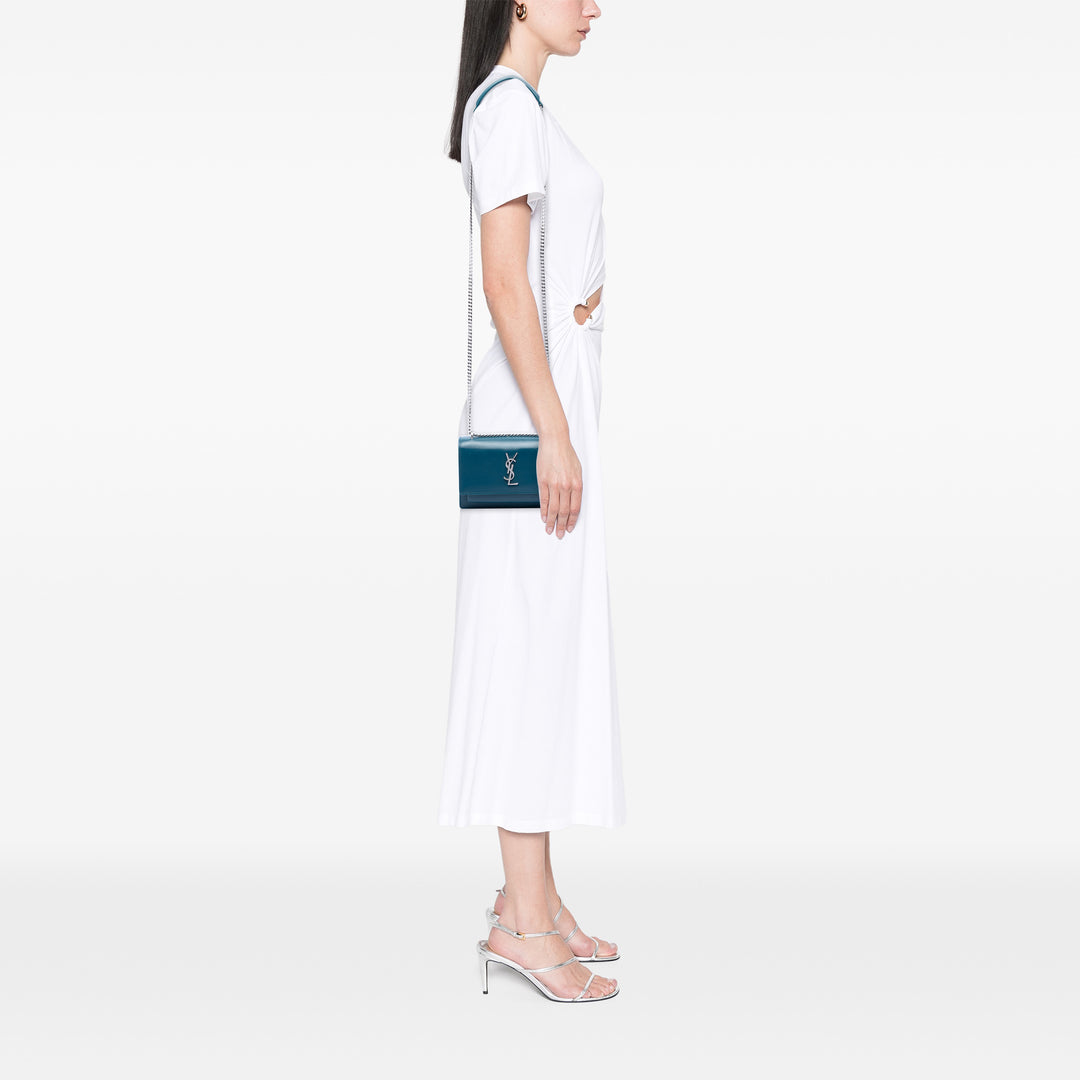 Saint Laurent Mini Cuir de veau Monogram Sunset Wallet on Chain