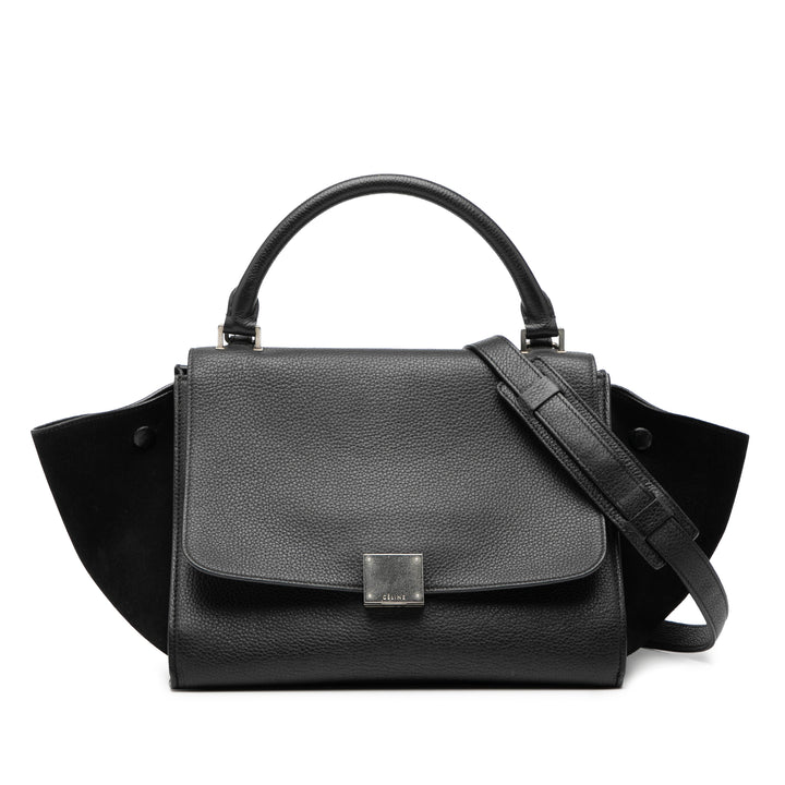 Celine Small Drummed Cuir de veau et Daim Trapeze Sac