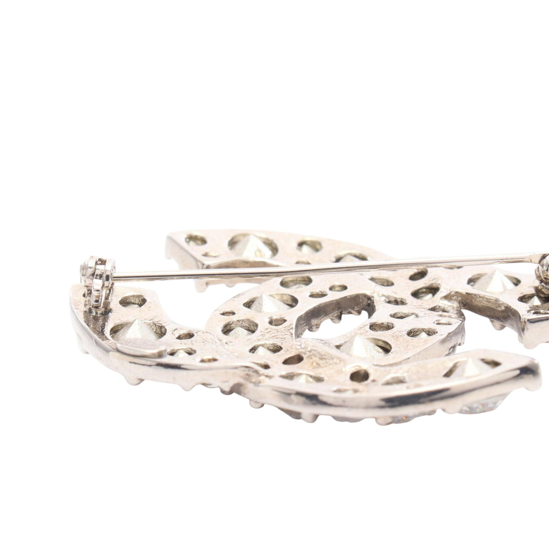 Chanel CC Stainless Steel et Rhinestone Broche