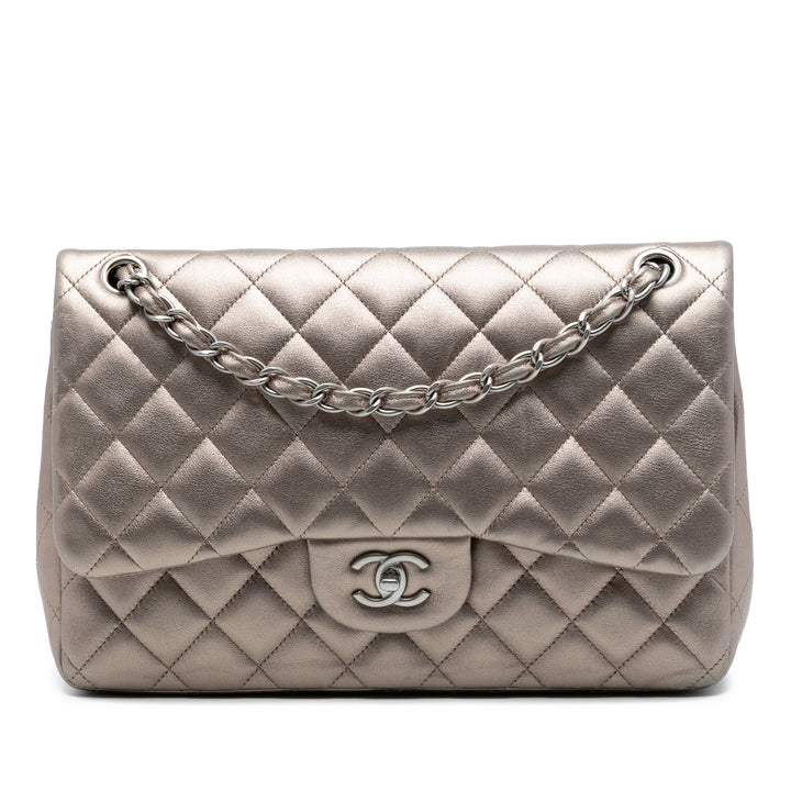 Chanel Jumbo Classic Metallic Cuir d’agneau Double rabat