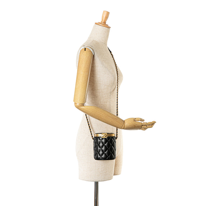 Mini Lambskin Crown Box Bag Black - Gaby Paris