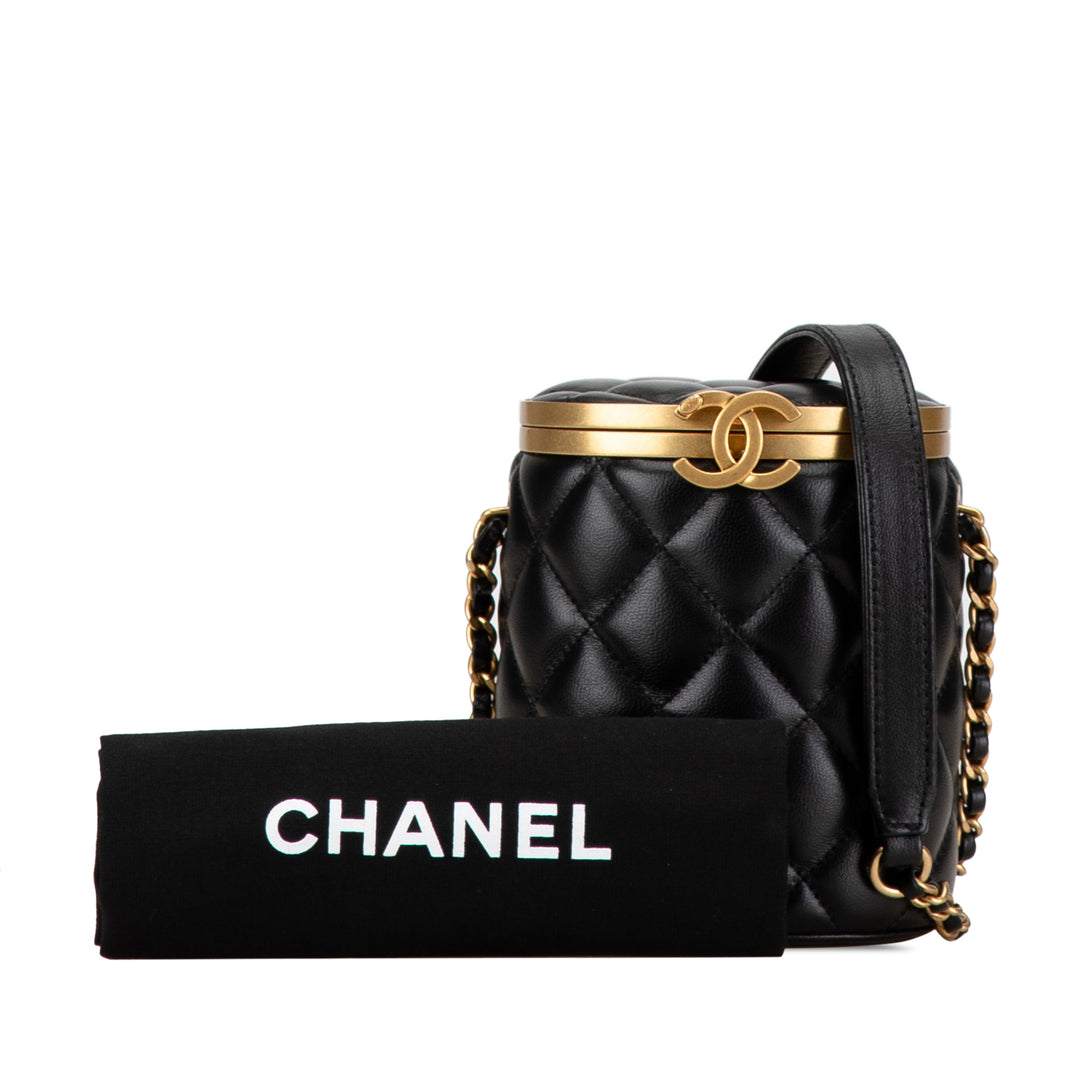 Mini Lambskin Crown Box Bag Black - Gaby Paris