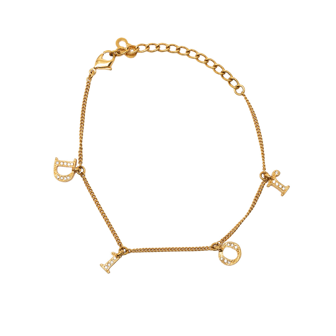 Dior plaqué Strass Letters Charm Bracelet