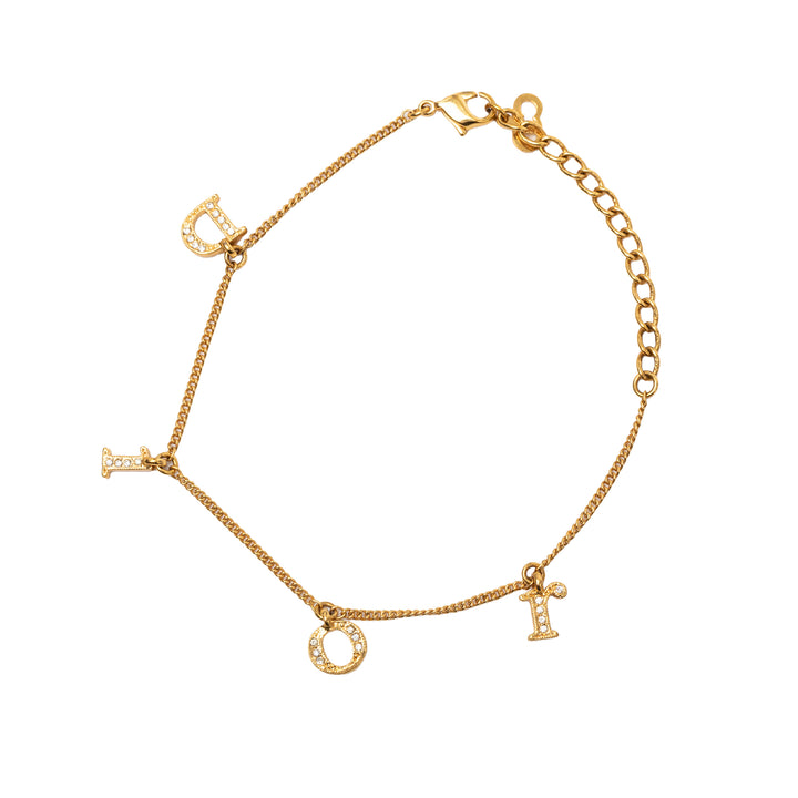 Dior plaqué Strass Letters Charm Bracelet