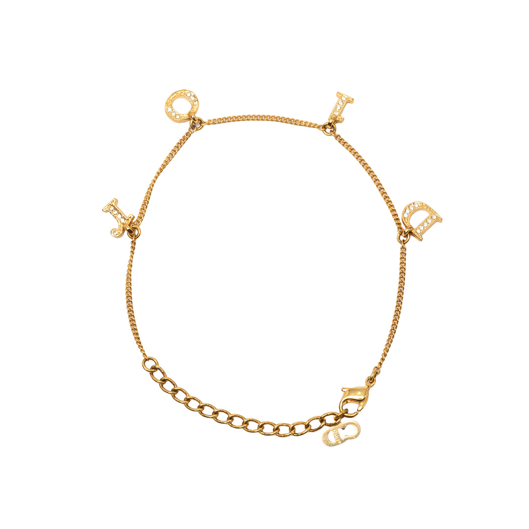 Dior plaqué Strass Letters Charm Bracelet
