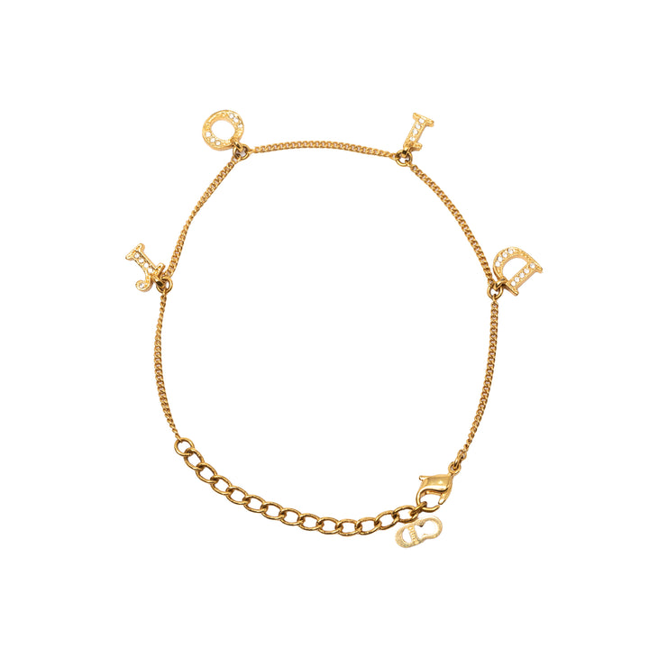 Dior plaqué Strass Letters Charm Bracelet