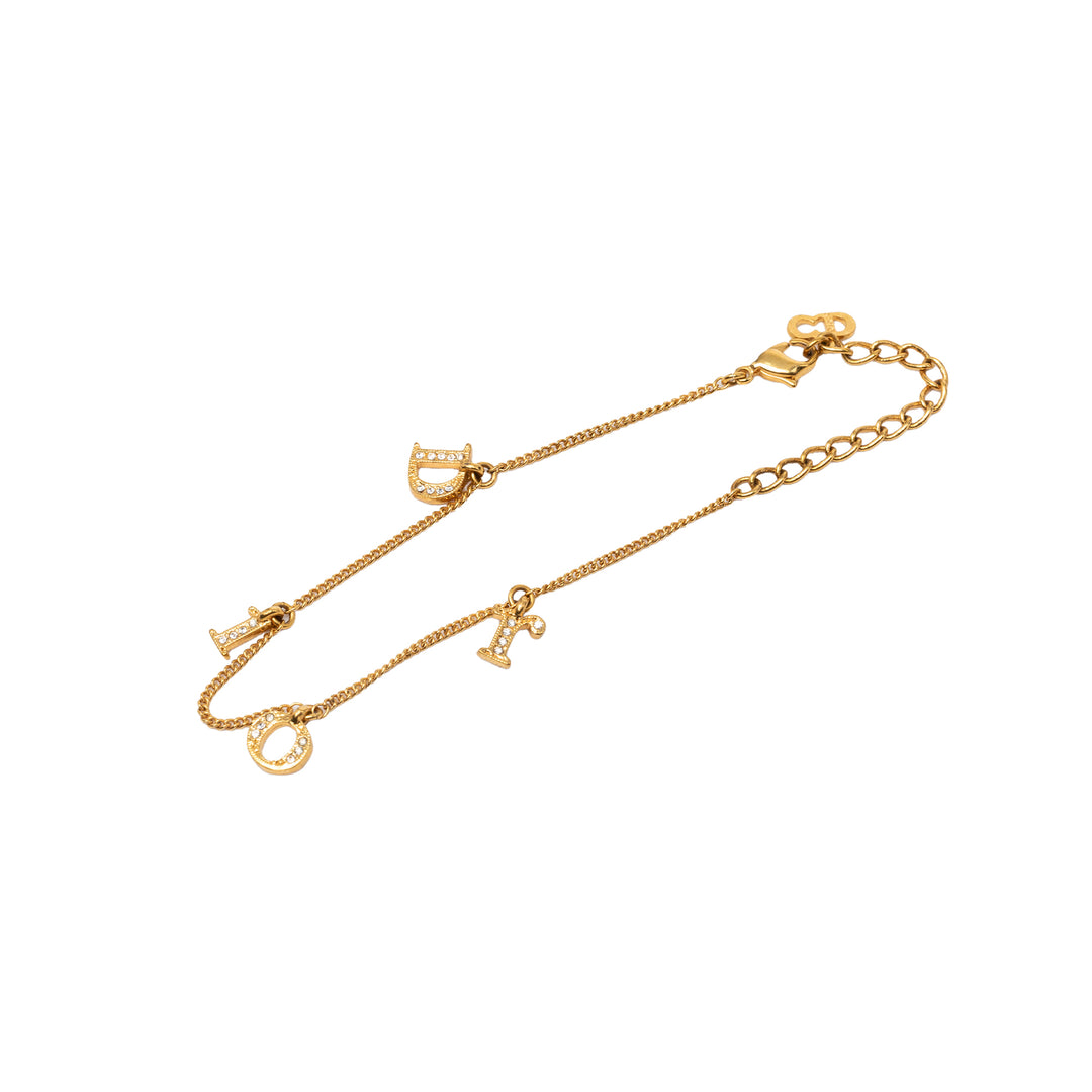 Dior plaqué Strass Letters Charm Bracelet