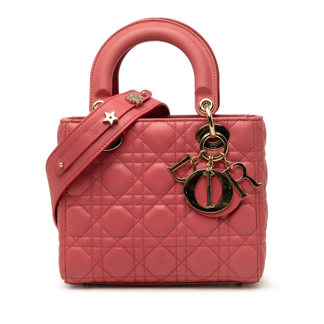 Dior Sac à main Lady Dior Cannage My ABCDior Petit Cuir d'agneau Rose – vue principale – GABY PARIS