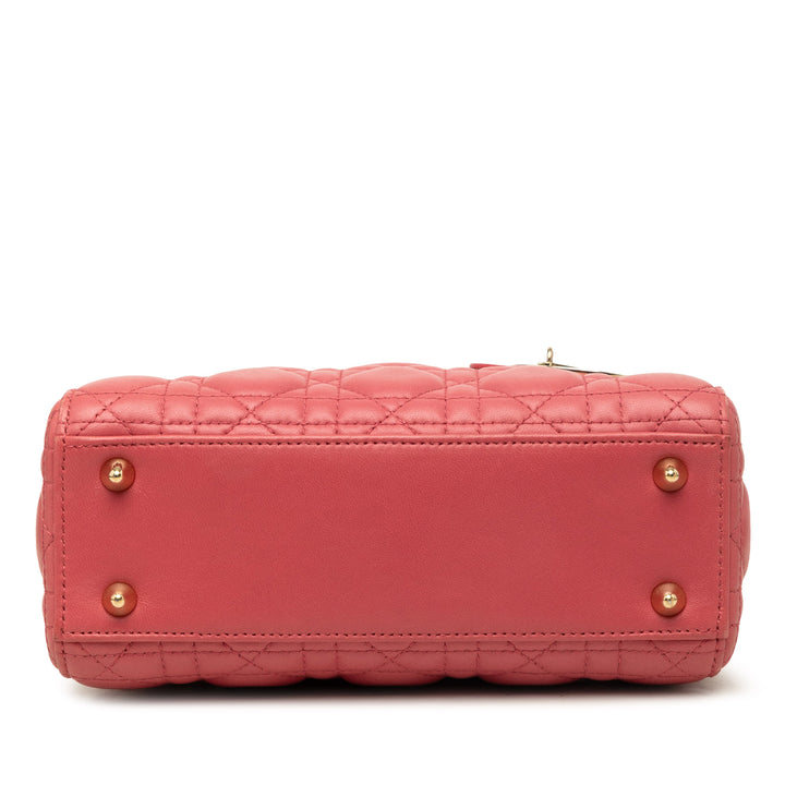 Dior Sac à main Lady Dior Cannage My ABCDior Petit Cuir d'agneau Rose – vue 3 – GABY PARIS