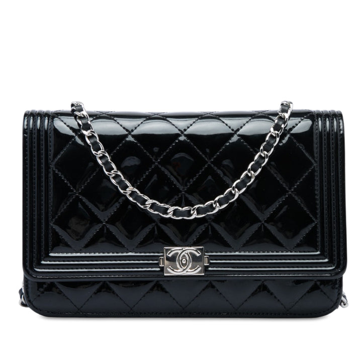 Matelassé Boy Wallet on Chain Noir