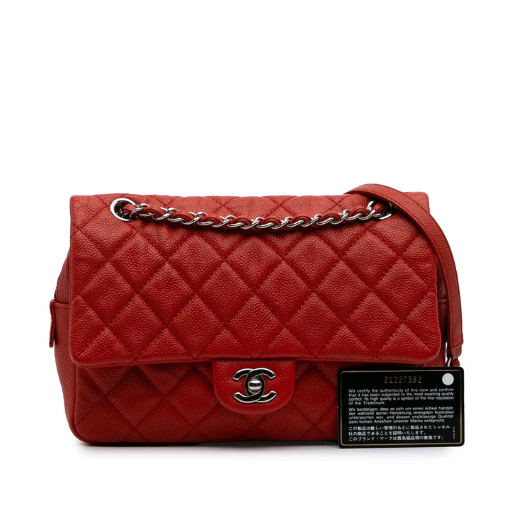 Medium Quilted Caviar Easy Flap Orange - Gaby Paris