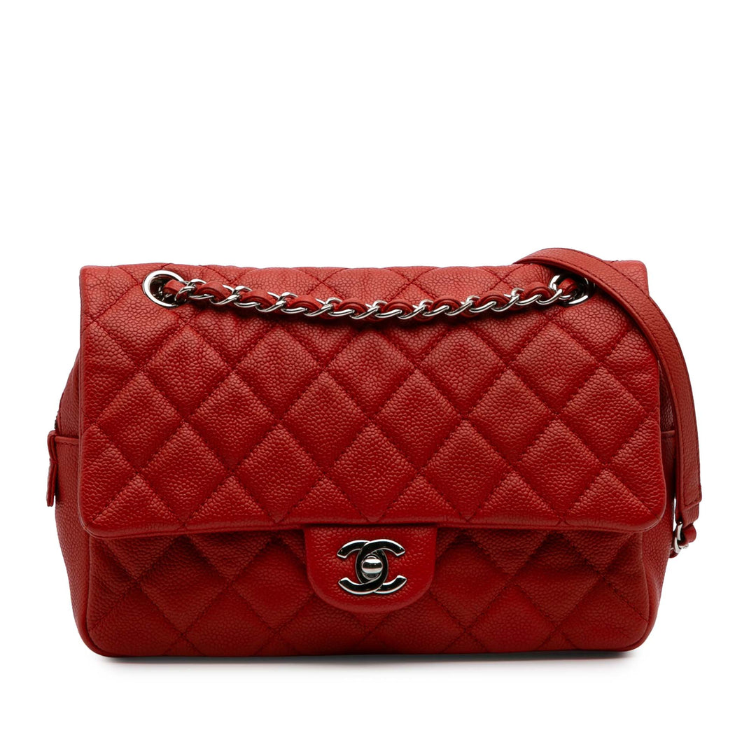 Medium Quilted Caviar Easy Flap Orange - Gaby Paris