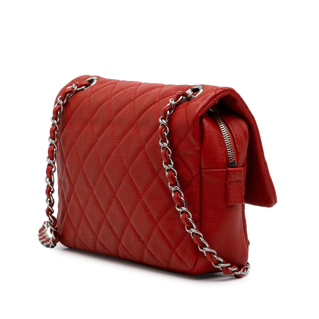 Medium Quilted Caviar Easy Flap Orange - Gaby Paris