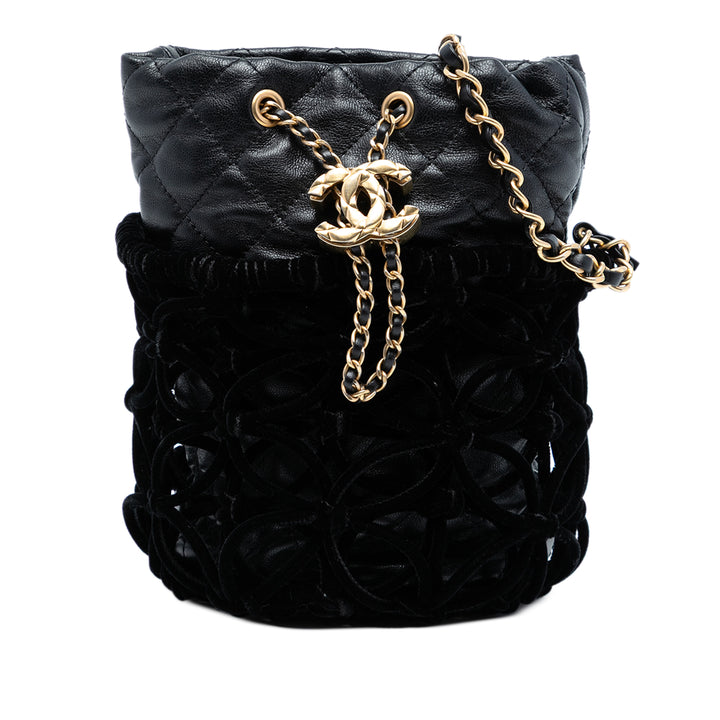 Chanel Braided Velours Goatskin Drawstring Bucket