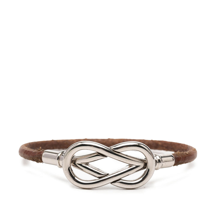 Hermès Palladium plaqué et Cuir Atame Knot Bracelet