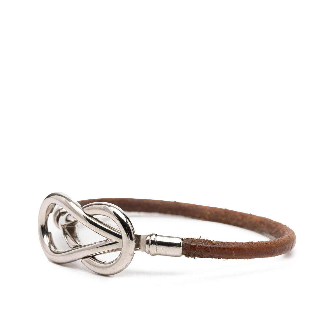 Hermès Palladium plaqué et Cuir Atame Knot Bracelet