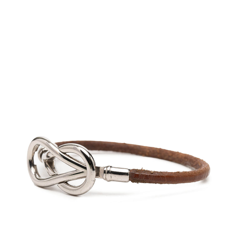 Hermès Palladium plaqué et Cuir Atame Knot Bracelet