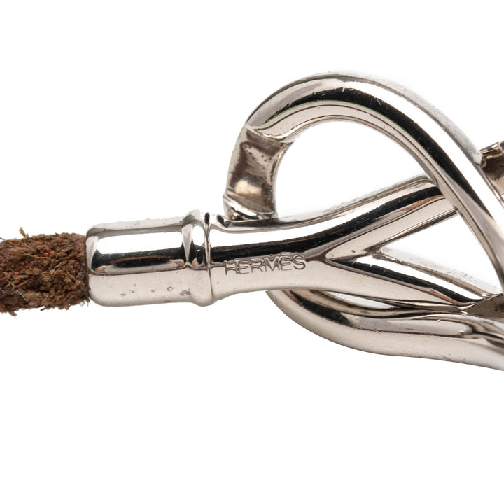 Hermès Palladium plaqué et Cuir Atame Knot Bracelet