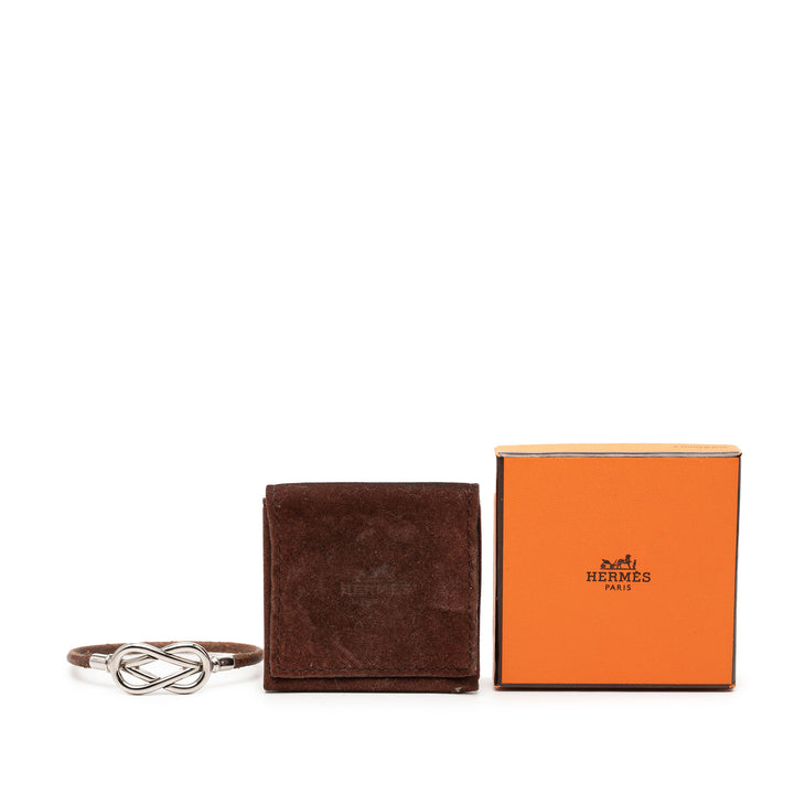Hermès Palladium plaqué et Cuir Atame Knot Bracelet