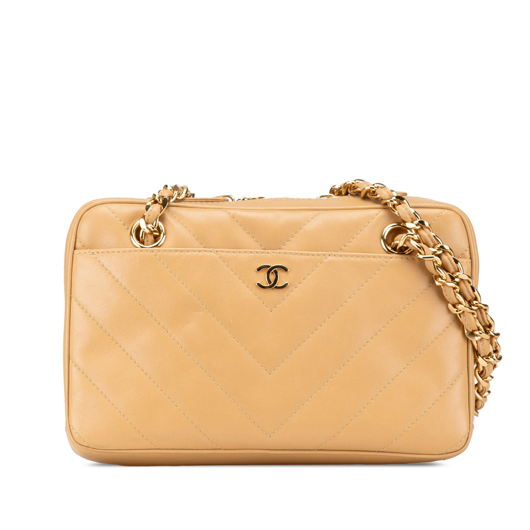 Chanel CC Chevron Quilted Cuir d’agneau Chain Sac bandoulière Marron – GABY PARIS Authentique