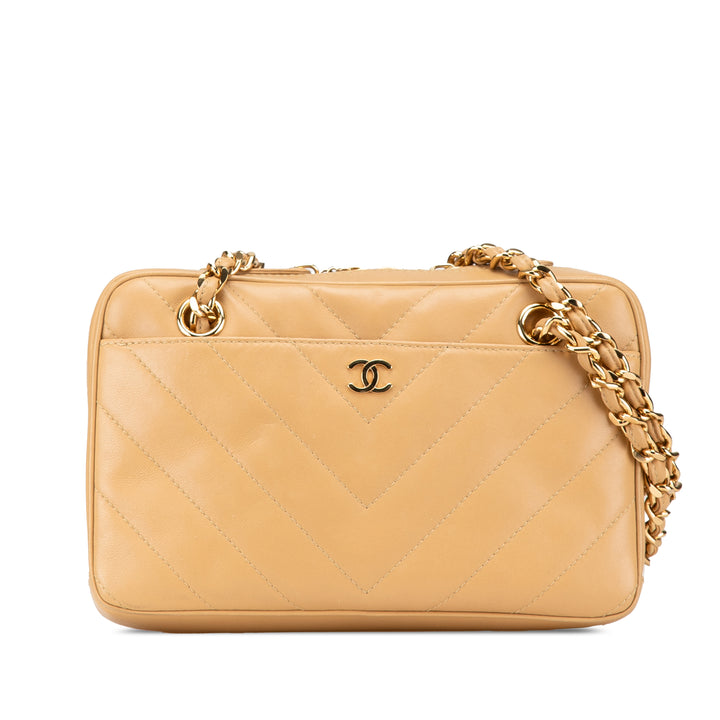 Chanel CC Chevron Quilted Cuir d’agneau Chain Sac bandoulière Marron – GABY PARIS Authentique