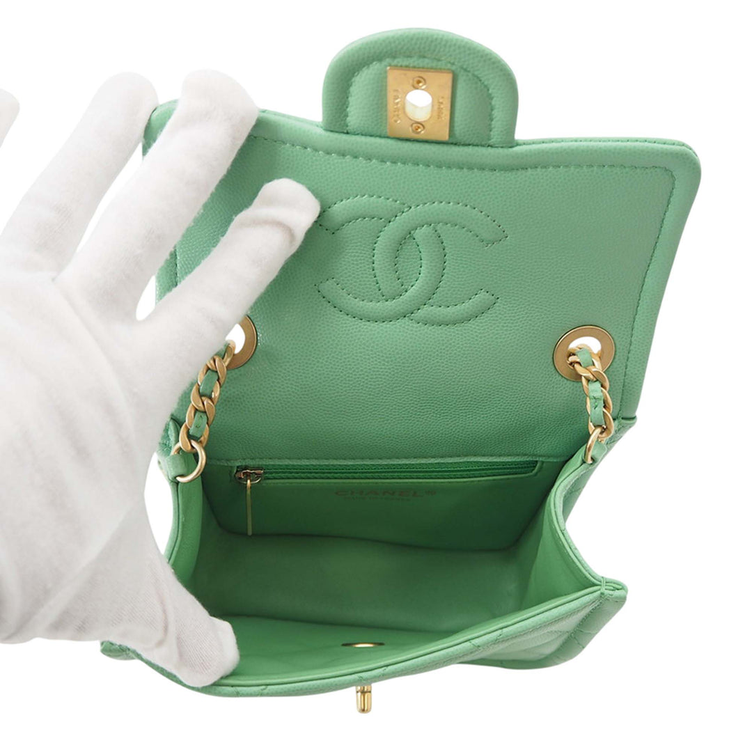 Matelassé Sweet à rabat Mini Cuir caviar Vert