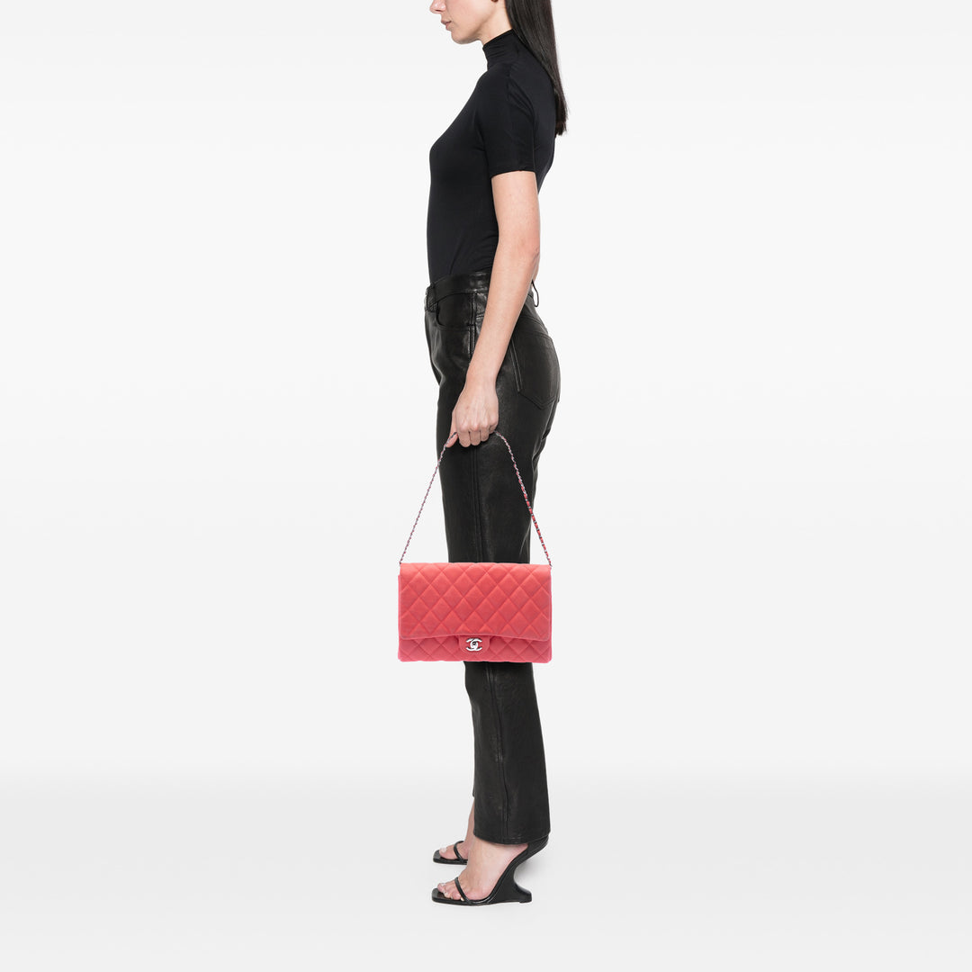 Matelassé à rabat Pochette avec chaîne Cuir caviar Rose