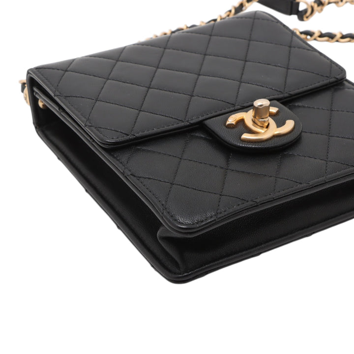 Chanel Small Matelassé Cuir d’agneau Chic Perles à rabat
