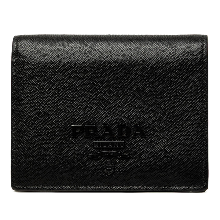 Deux volets Compact Portefeuille Saffiano Noir