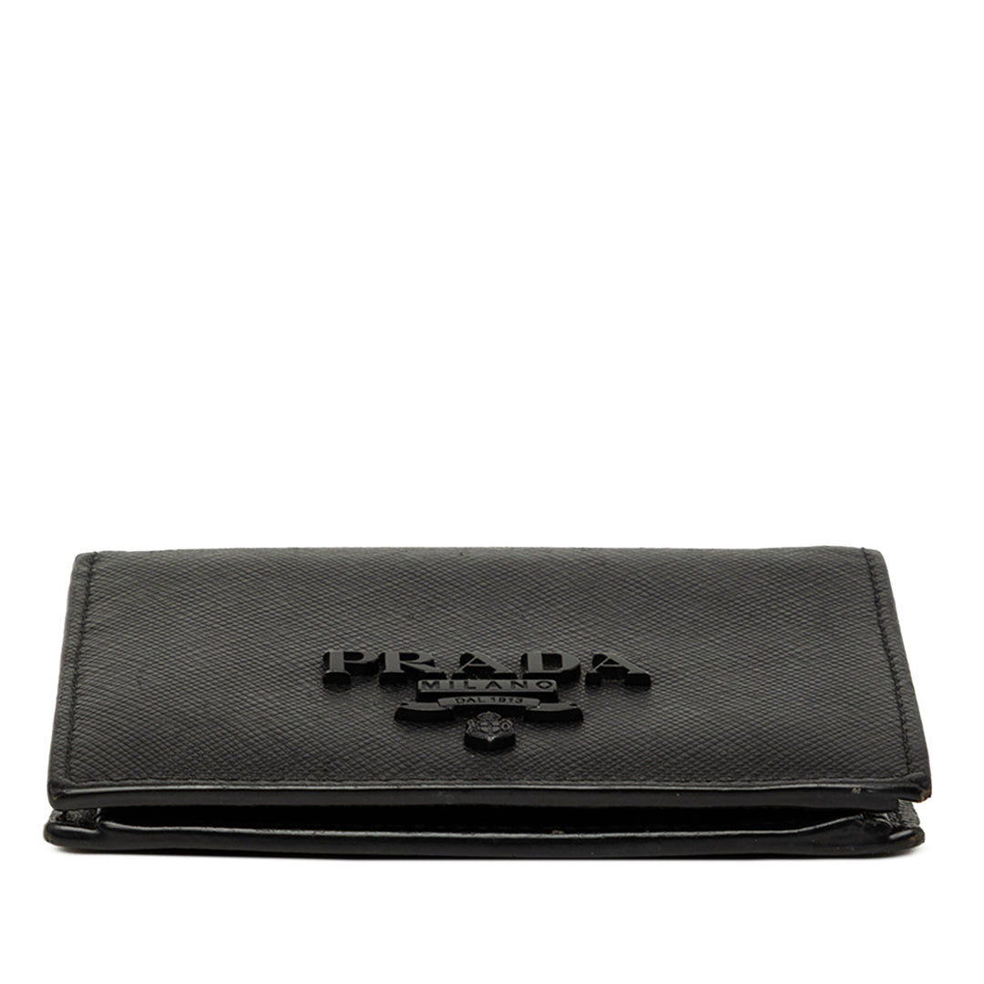 Deux volets Compact Portefeuille Saffiano Noir