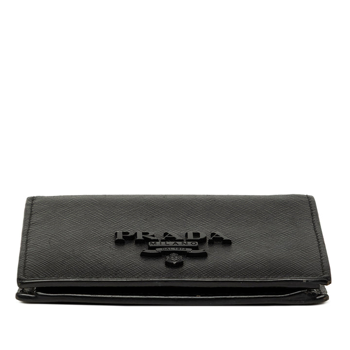Deux volets Compact Portefeuille Saffiano Noir