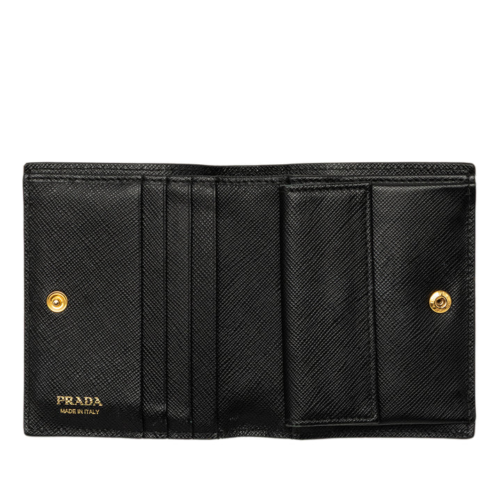 Deux volets Compact Portefeuille Saffiano Noir