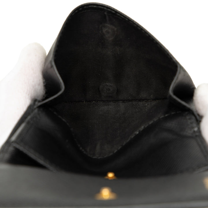 Deux volets Compact Portefeuille Saffiano Noir