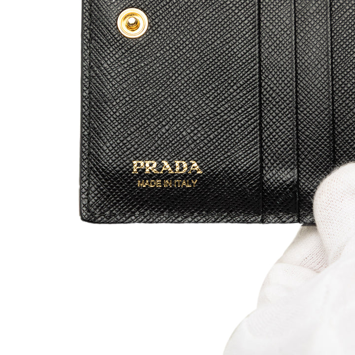 Deux volets Compact Portefeuille Saffiano Noir