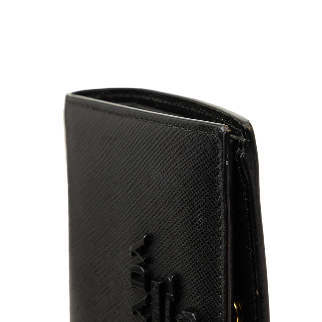 Deux volets Compact Portefeuille Saffiano Noir