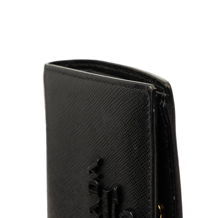 Deux volets Compact Portefeuille Saffiano Noir