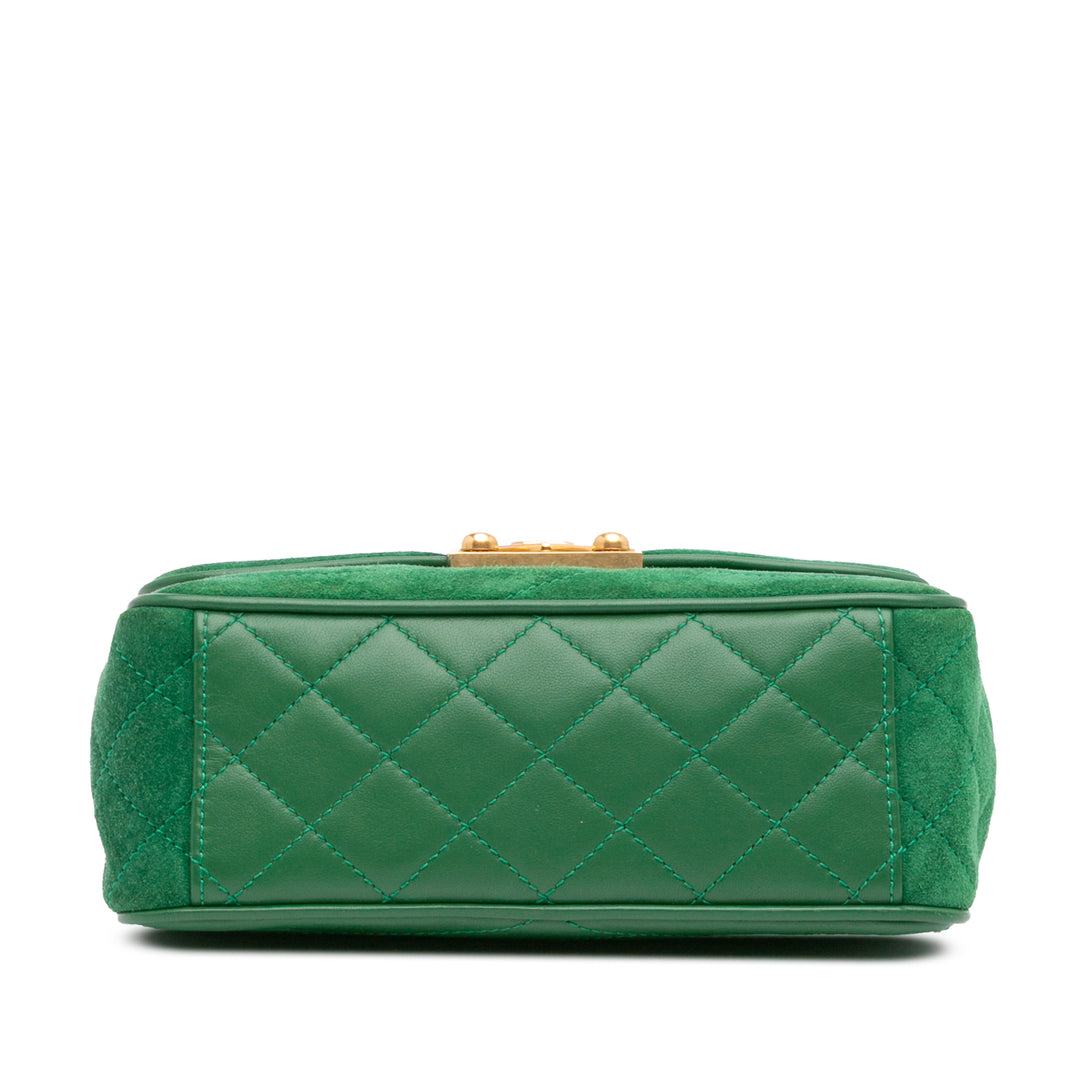 Small Suede and Lambskin Pagoda Flap Green - Gaby Paris