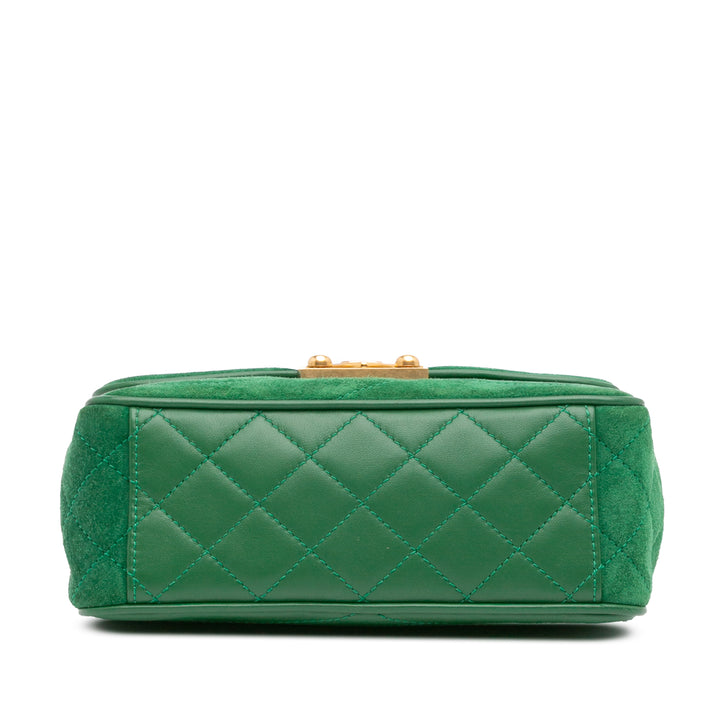 Small Suede and Lambskin Pagoda Flap Green - Gaby Paris