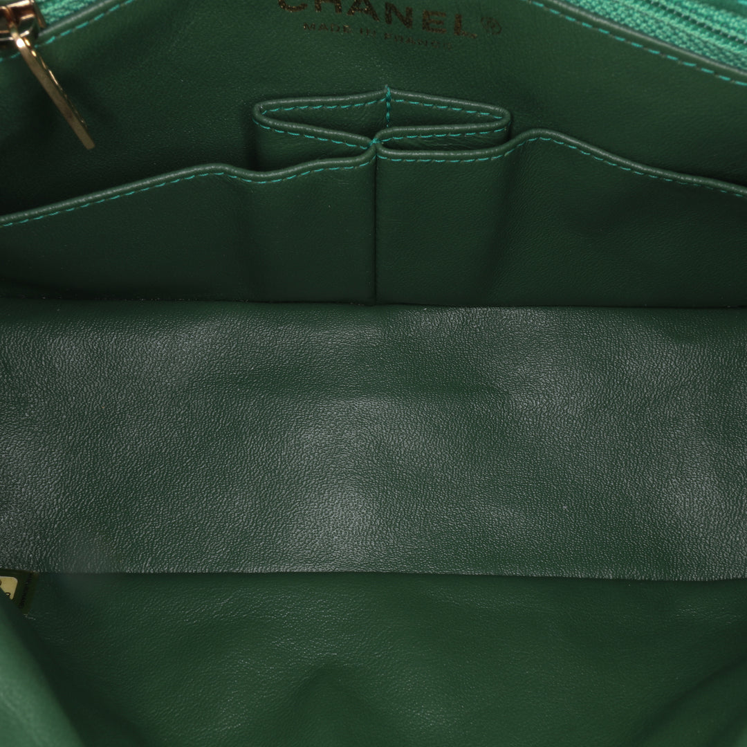 Small Suede and Lambskin Pagoda Flap Green - Gaby Paris