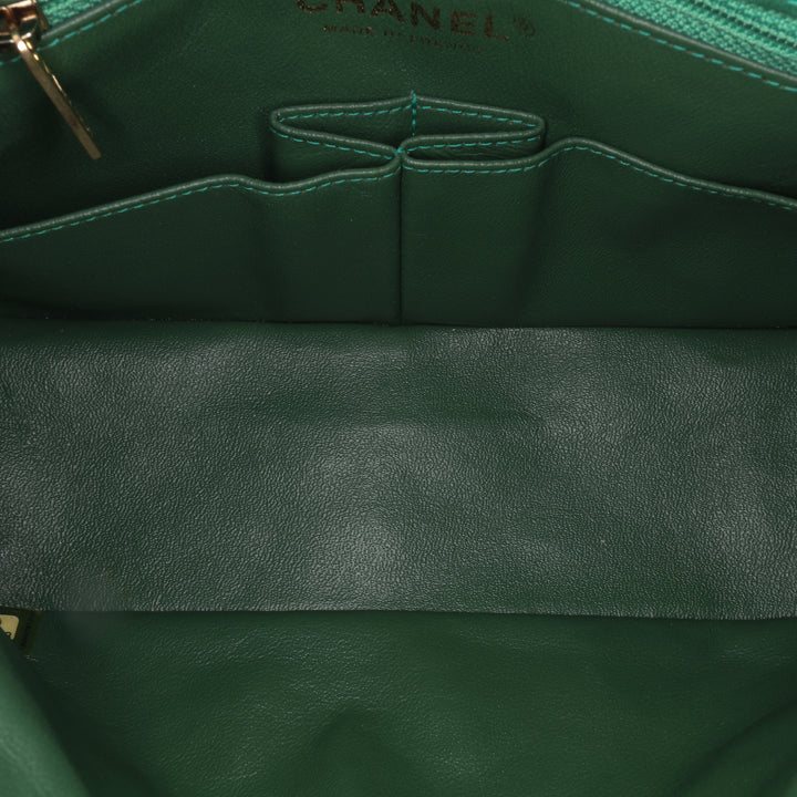 Small Suede and Lambskin Pagoda Flap Green - Gaby Paris