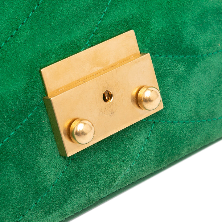 Small Suede and Lambskin Pagoda Flap Green - Gaby Paris