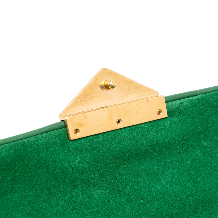 Small Suede and Lambskin Pagoda Flap Green - Gaby Paris