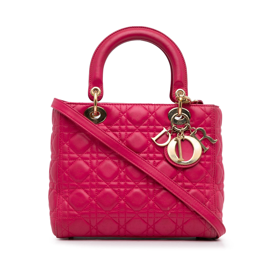 Dior Medium Cuir d’agneau Cannage Lady Dior Rose – GABY PARIS Authentique