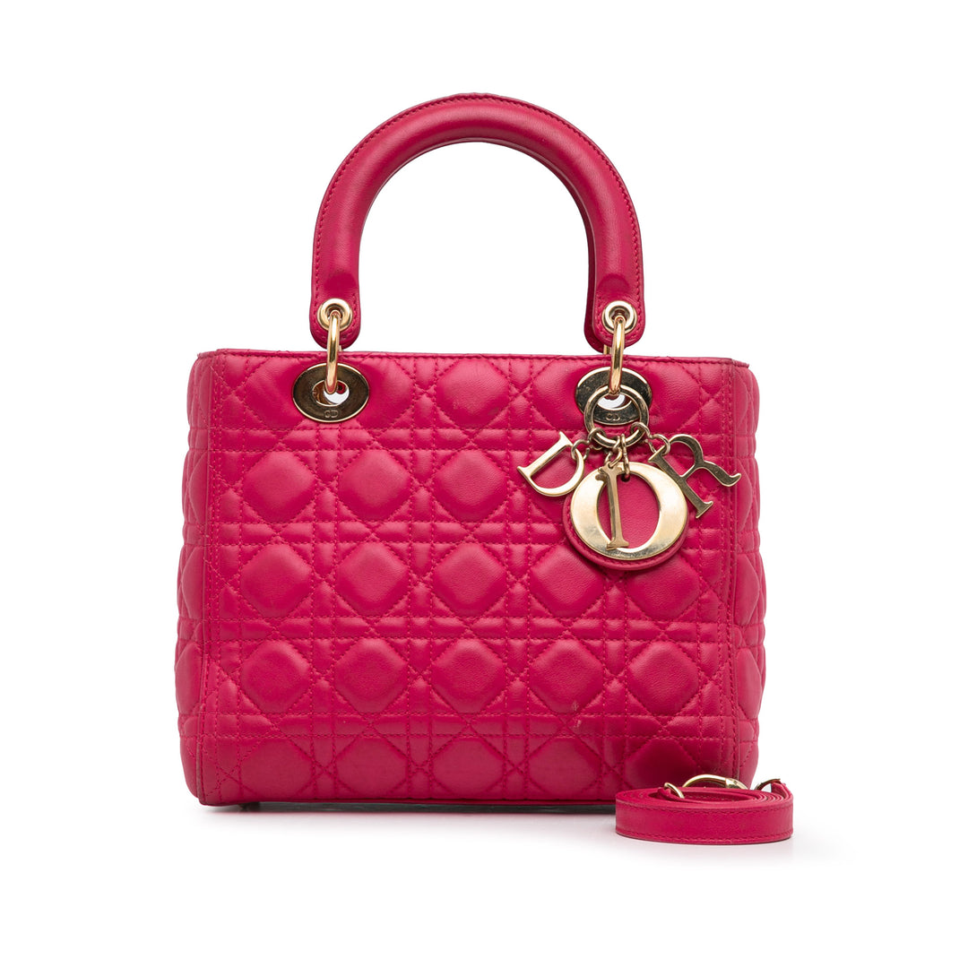 Dior Medium Cuir d’agneau Cannage Lady Dior Rose – GABY PARIS Authentique