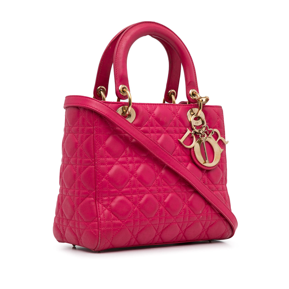 Dior Medium Cuir d’agneau Cannage Lady Dior Rose – GABY PARIS Authentique