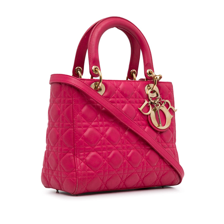 Dior Medium Cuir d’agneau Cannage Lady Dior Rose – GABY PARIS Authentique