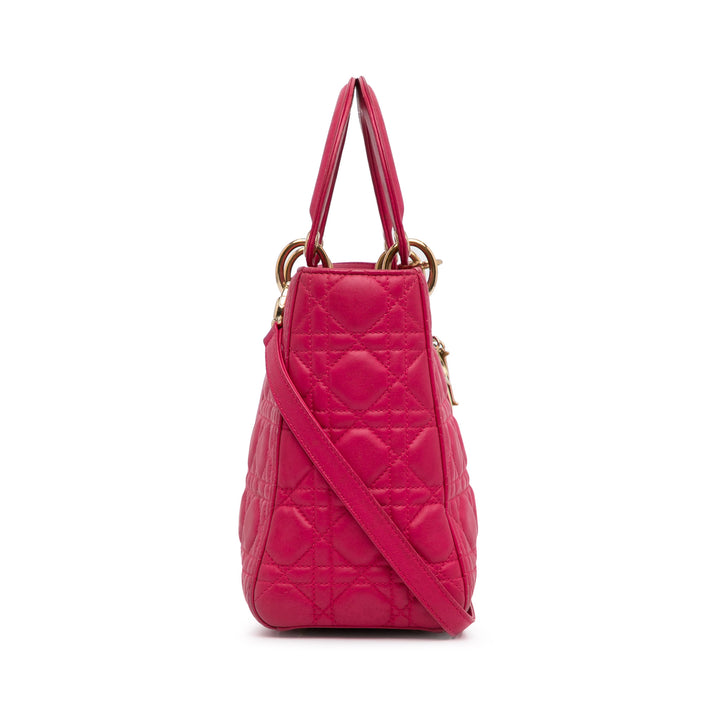 Dior Medium Cuir d’agneau Cannage Lady Dior Rose – GABY PARIS Authentique