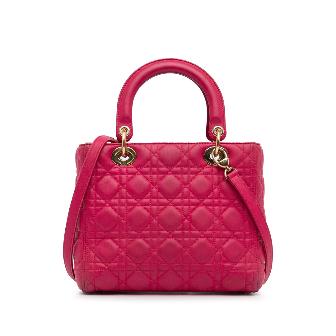 Dior Medium Cuir d’agneau Cannage Lady Dior Rose – GABY PARIS Authentique