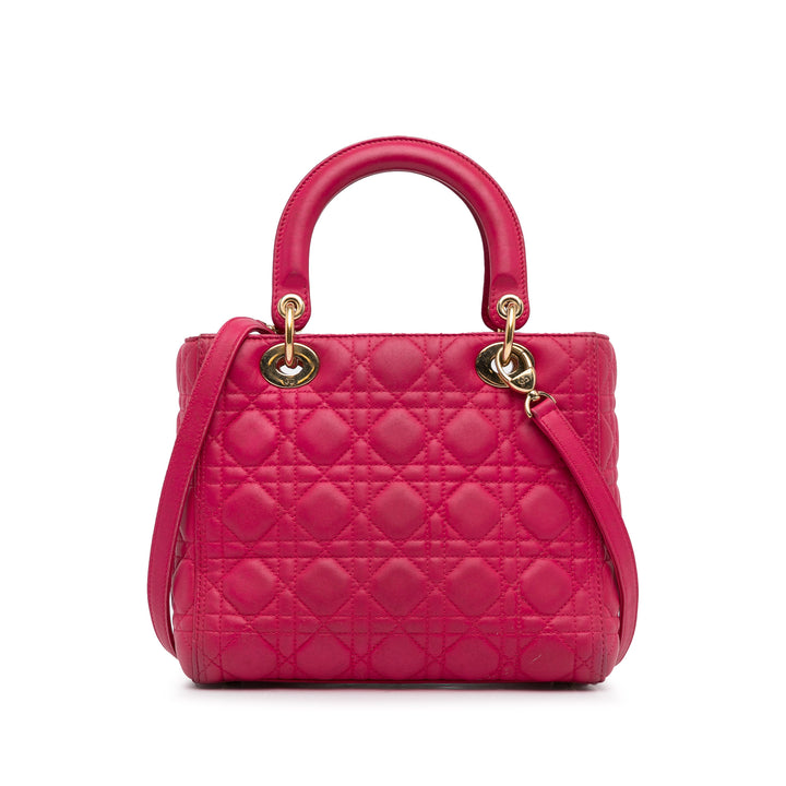 Dior Medium Cuir d’agneau Cannage Lady Dior Rose – GABY PARIS Authentique