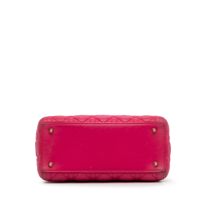 Dior Medium Cuir d’agneau Cannage Lady Dior Rose – GABY PARIS Authentique